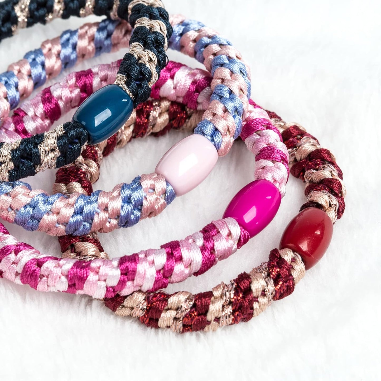 AXEN 8PCS Elastic Hair Tie for Women Girls, Cotton Bands Soft Woven Ponytail Holders for Thick Hair and Curly Hair, Mix Colors 3