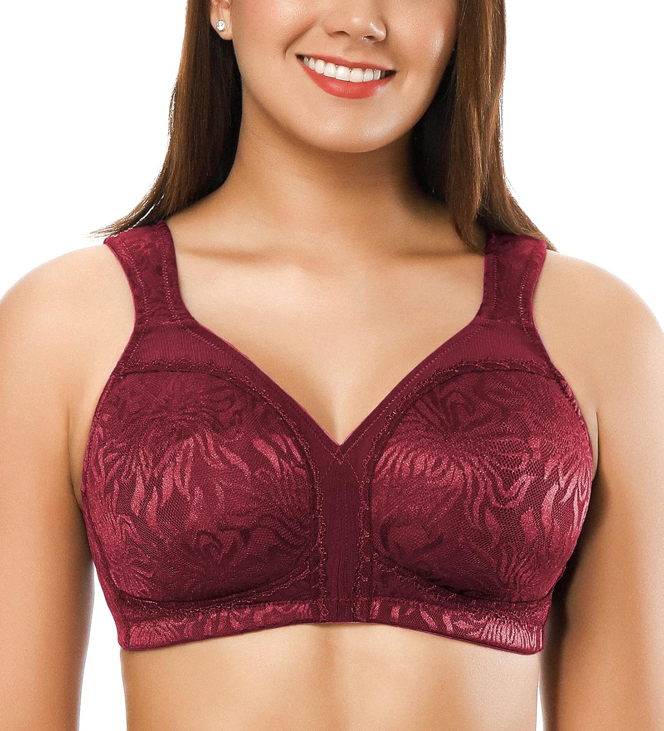 ZeroBound Women's Minimizer Bras Comfort Cushion Strap Wirefree Full Coverage Large Bust Non-Padded Bra