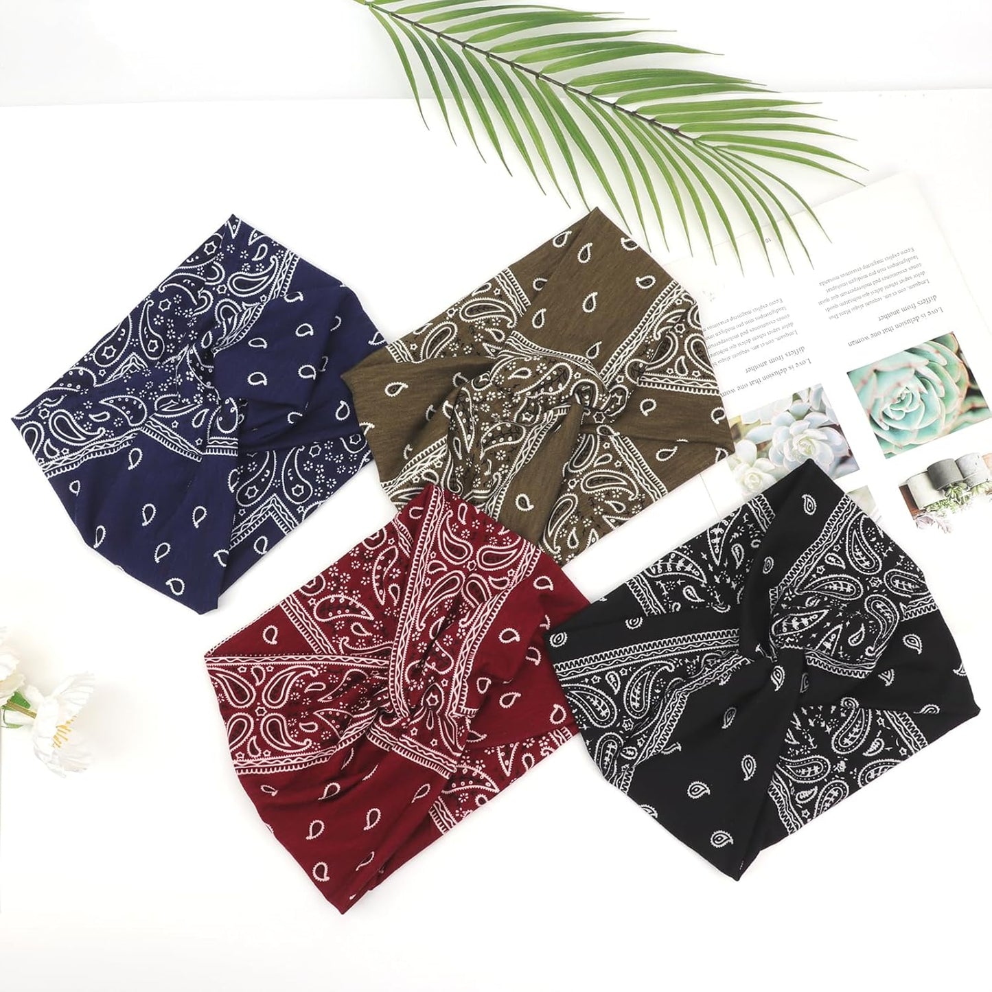 Extra Wide Headbands for Women Large Turban Headband Non Slip Boho Elastic Hairband Hair Twisted Knot Head Bands Accessories