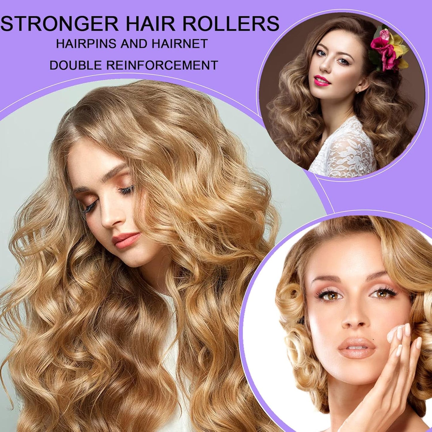 Hair Rollers, 12 Pack Self Grip Salon Hairdressing Curlers, Hair Roller Sets, Hair Curlers, DIY Curly Hairstyle, Colors May Vary, Super Jumbo