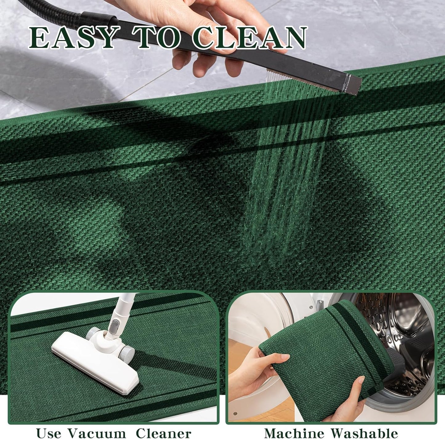 chakme Bathroom Rugs Mat U-Shaped 24x17, Ultra Thin Non Slip Bath Mat Small Quick Dry Absorbent Bath Mat for Bathroom Floor, (Dark Green, U-24"x17")