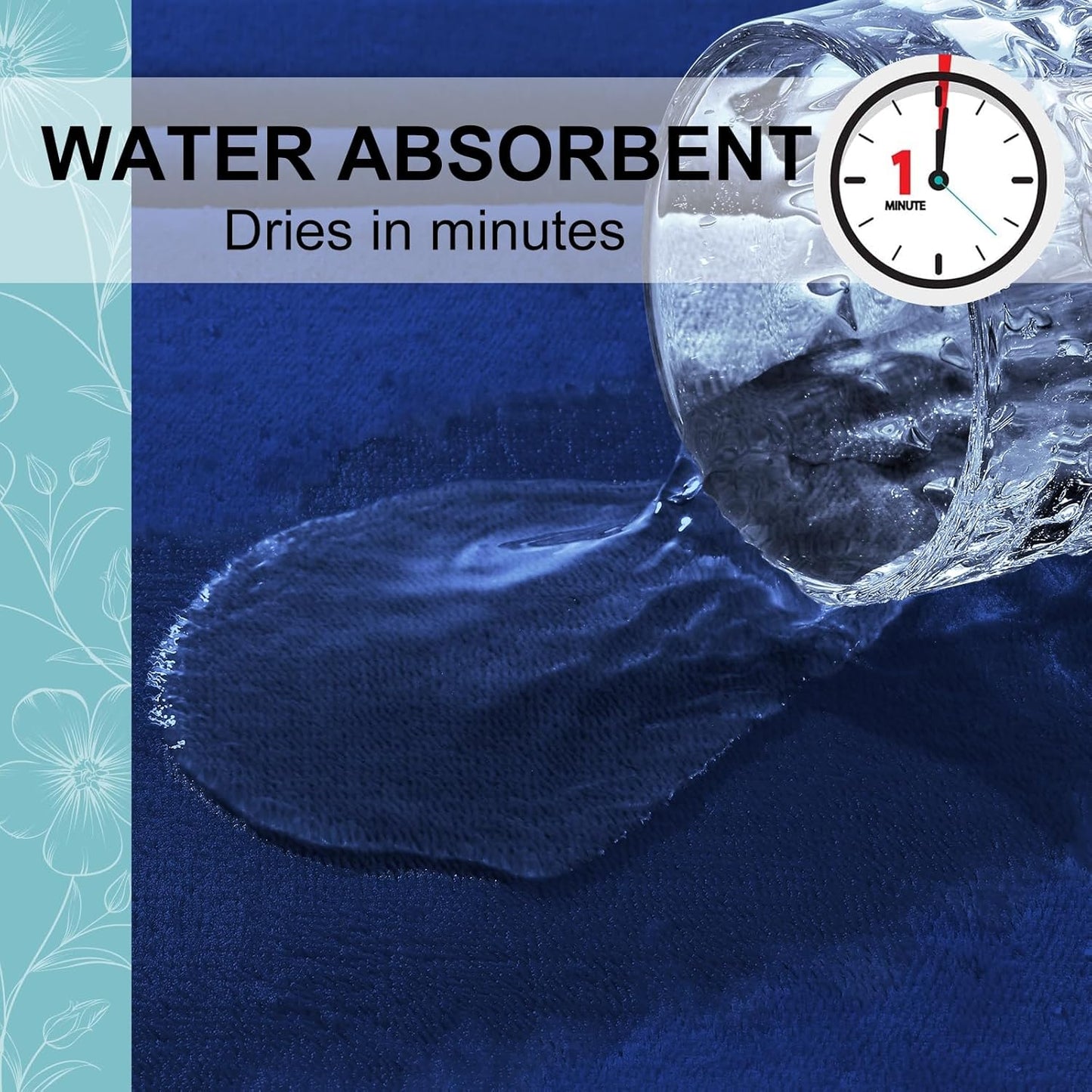 Grandaily Memory Foam Bath Mat Rug 47x20, Ultra Soft, Non-Slip and Absorbent Bathroom Rugs, Machine Wash Dry, Comfortable Bath Carpet for Bathroom Floor, Tub and Shower, Navy Blue