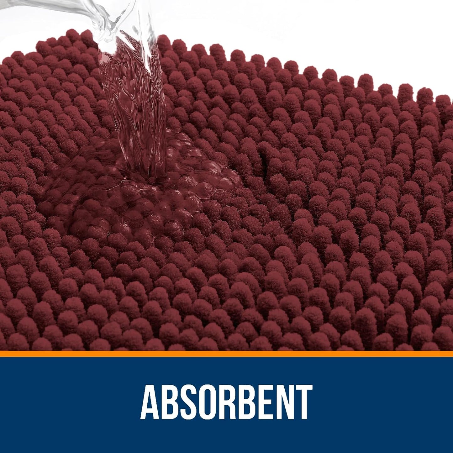 OLANLY Bathroom Rugs 24x16, Extra Soft Absorbent Chenille Bath Rugs, Rubber Backing Quick Dry, Machine Washable Bath Mats for Bathroom Floor, Tub and Shower, Home Decor Accessories, Andorra Red-Brown