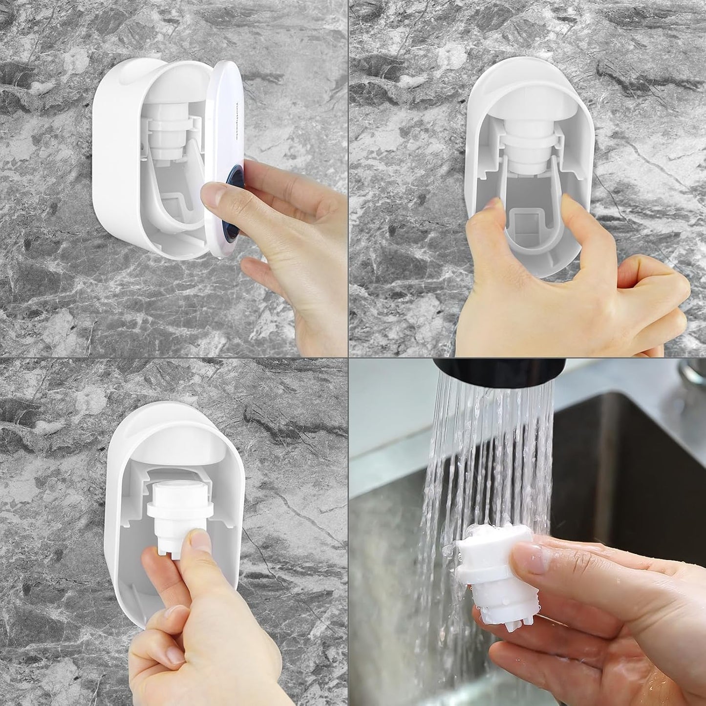 Toothbrush Holder Wall Mounted with Cover for Bathroom, 2 Slots Toothbrush Storage Organizer for Shower, Self Adhesive Toothbrush Hanger with Automatic Toothpaste Squeezer Dispenser