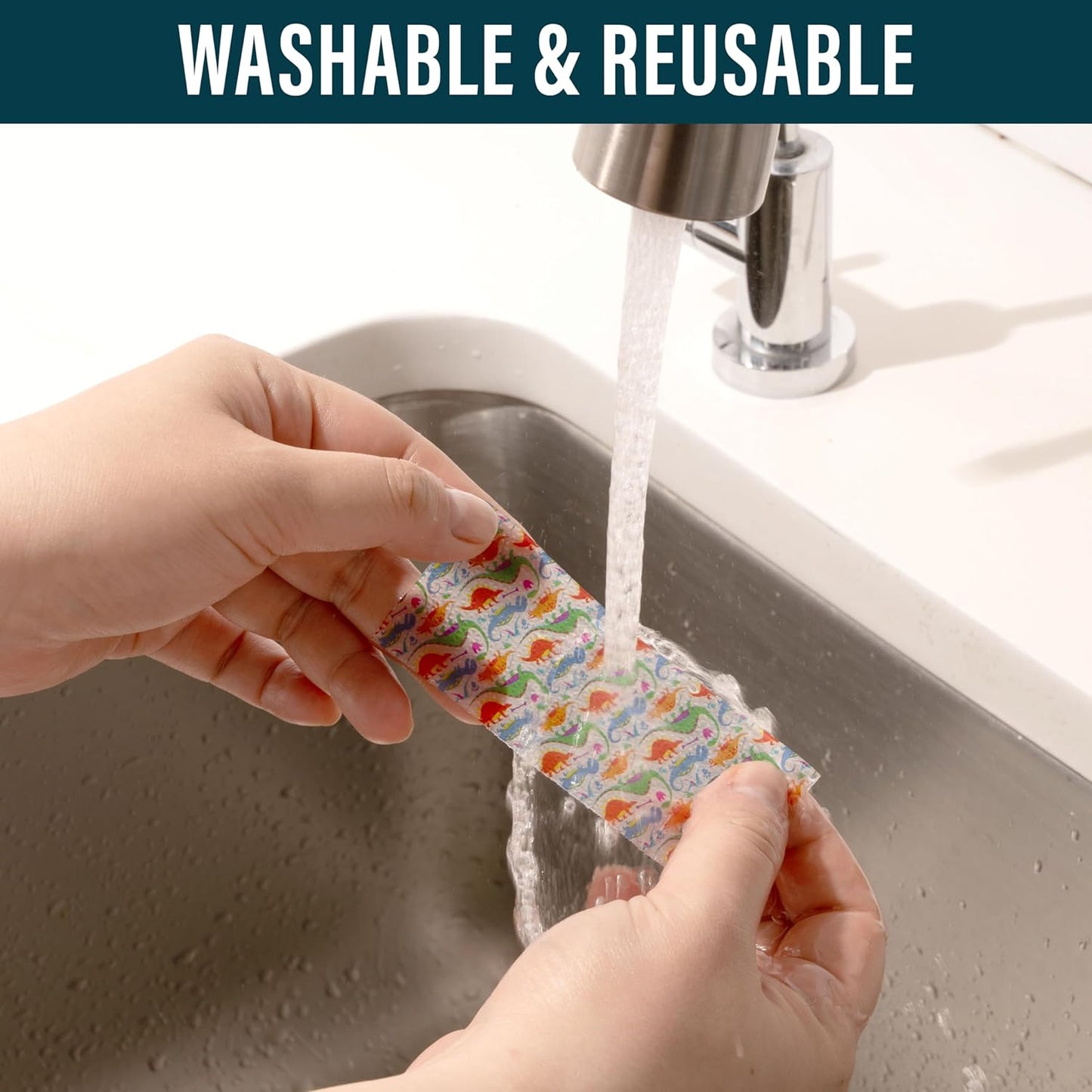 NUVADERMIS Silicone Scar Tape for Kids - Scar Tape for Surgical Scars - 120" x 1.5" Roll - Reusable Medical Grade Silicone Scar Tape for Children - 1 Pack - Dinosaurs