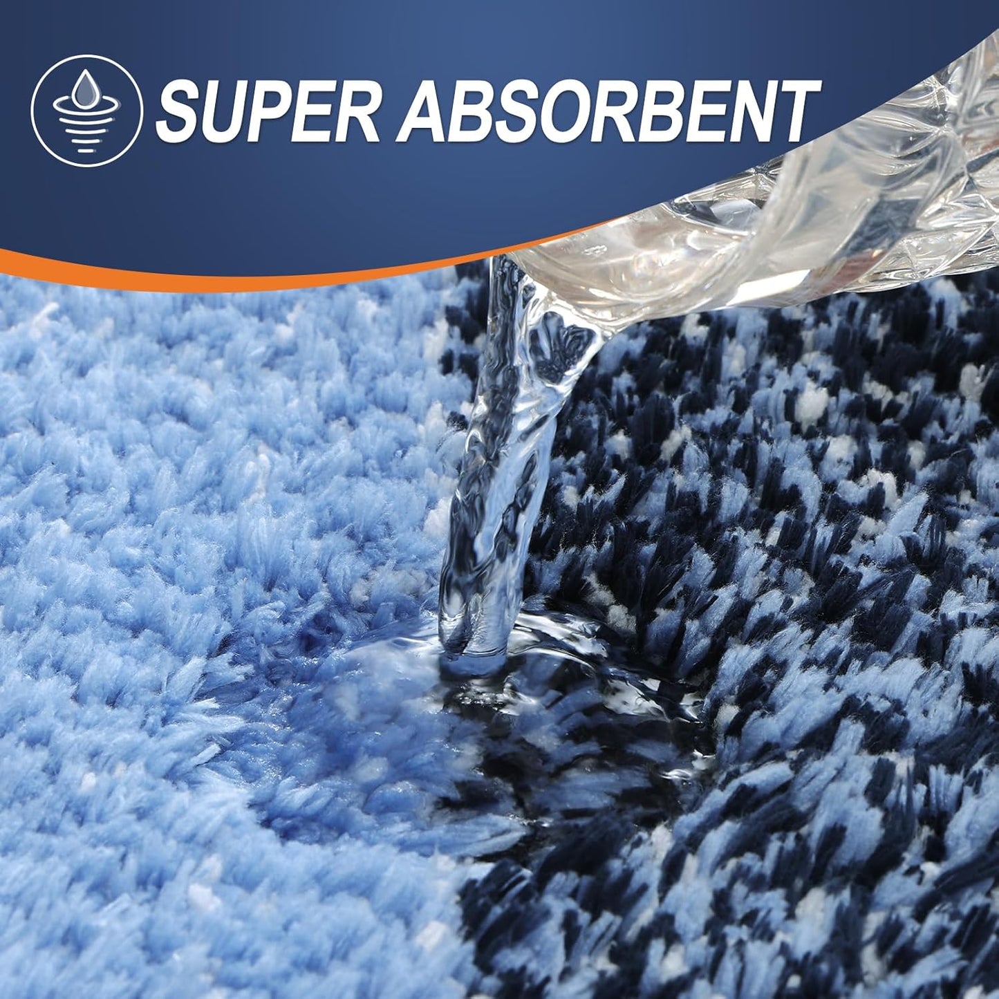 OLANLY Bathroom Rug Mat 36x24, Extra Soft and Absorbent Microfiber Bath Rugs, Non-Slip Plush Shaggy Bath Carpet, Machine Wash Dry, Bath Mats for Bathroom Floor, Tub and Shower, Navy