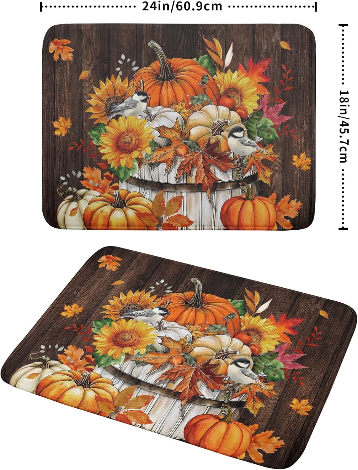 Fall Pumpkin Dish Drying Mat for Kitchen Counter Decor 18x24 Inch Halloween Thanksgiving Dish Drainer Mats Absorbent Reversible Dishes Pad