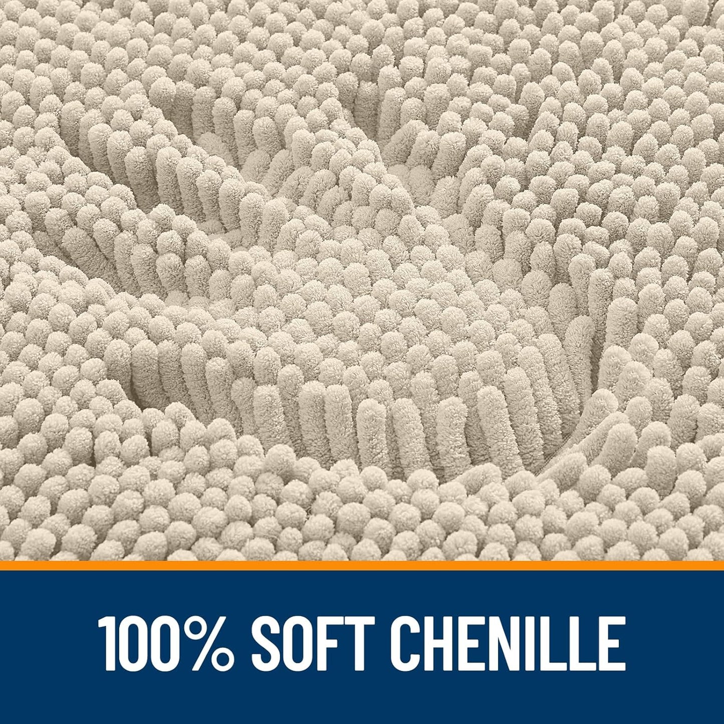 OLANLY Bathroom Rugs 36x24, Extra Soft Absorbent Chenille Bath Rugs, Rubber Backing Quick Dry, Machine Washable Bath Mats for Bathroom Floor, Tub and Shower, Home Decor Accessories, Sand