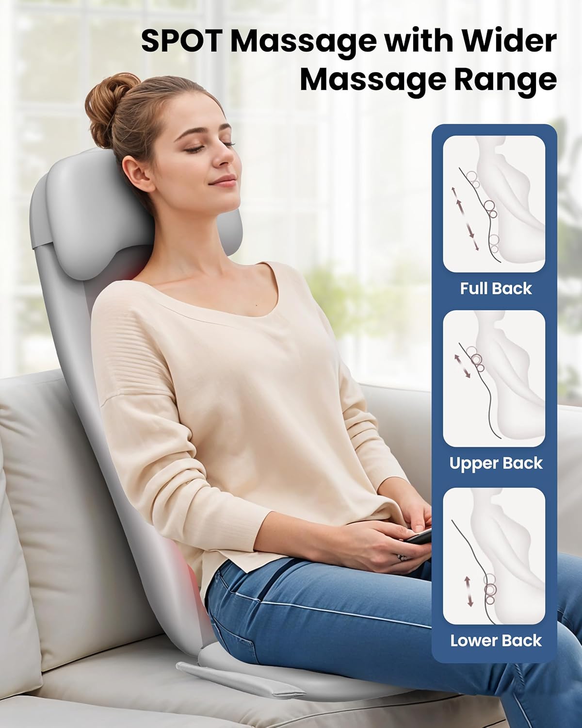 COMFIER Shiatsu Back Massager with Heat, Deep Tissue Kneading Chair Massager with Vibration, 2D/3D Shiatu Massage Seat Cushion, Full Back Massage Chair Pad, Gifts for Him Her
