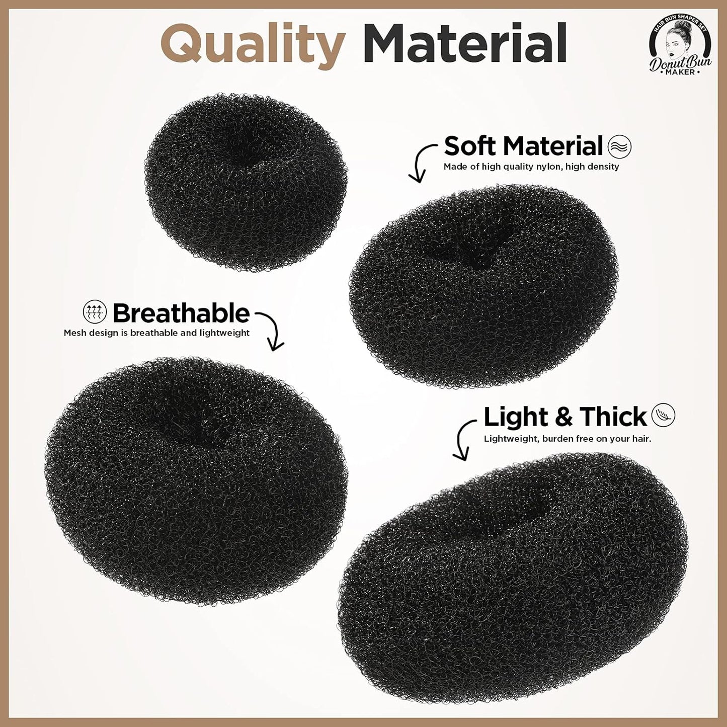 Teenitor Hair Donut, Hair Bun Maker, Black（Extra-large, Large, Medium and Small）