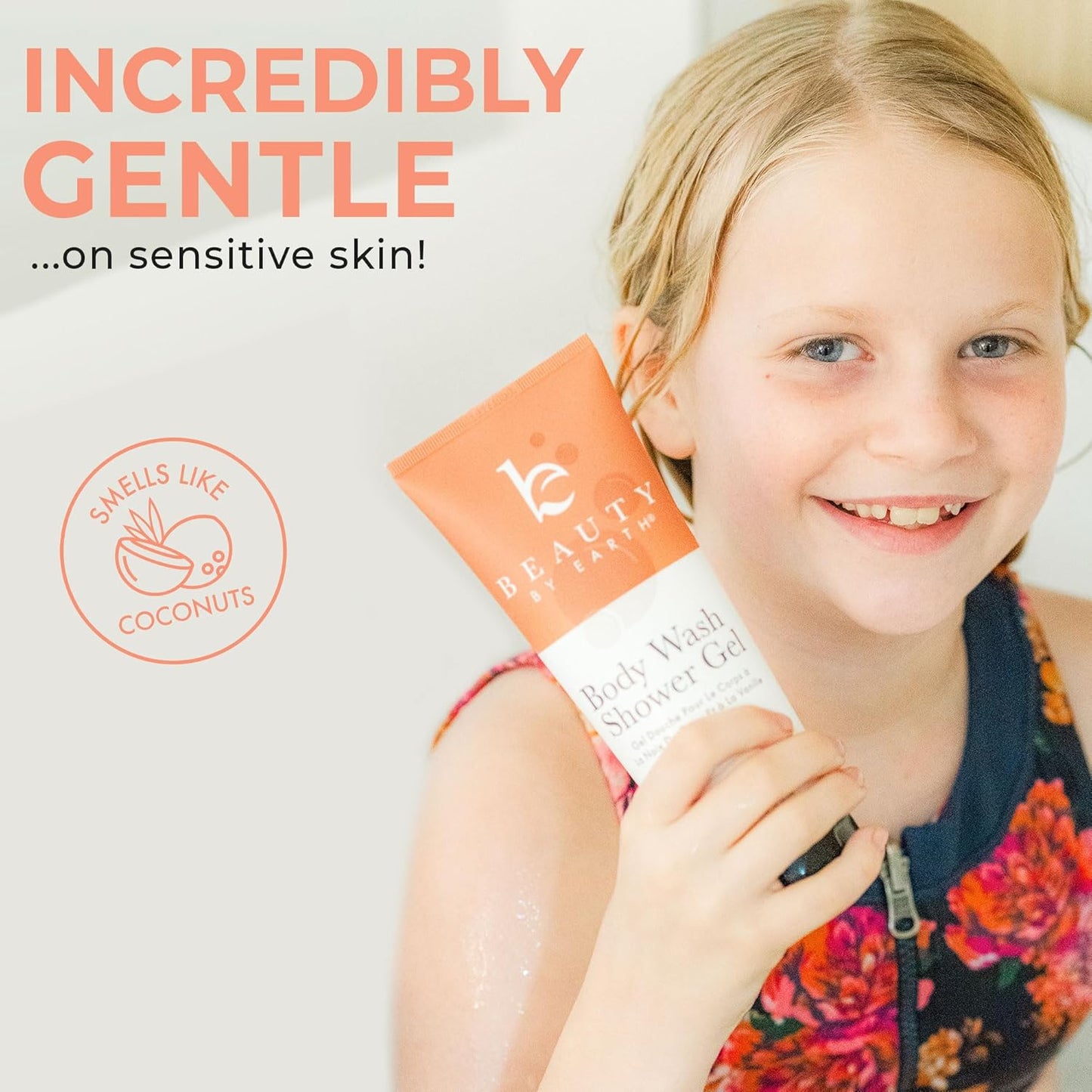 Vanilla Coconut Shower Gel Body Wash - USA Made with Organic & Natural Ingredients, Moisturizing Cleansing Gel for Women, Gentle & Non Toxic Daily Wash for Sensitive Skin, Clean Body Soap Liquid