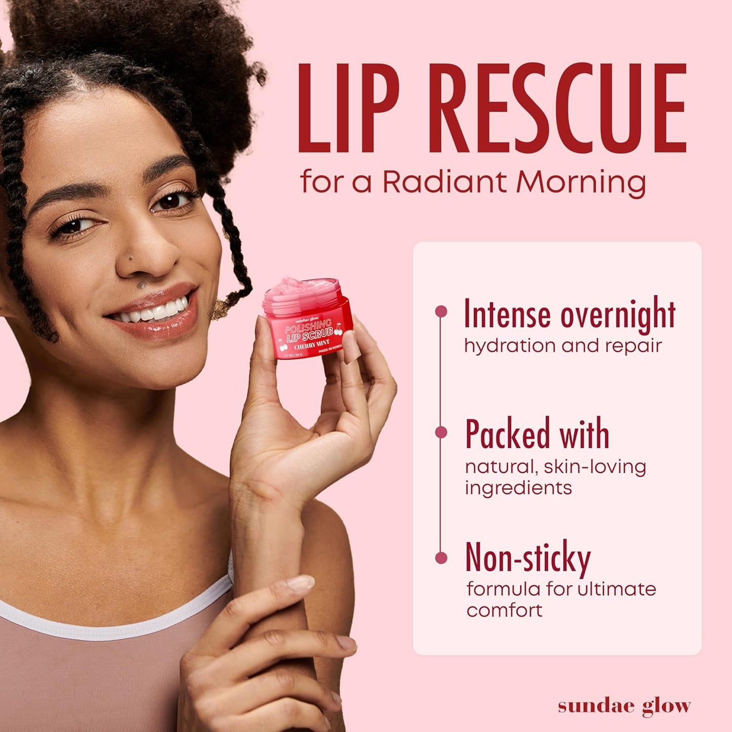 Apple, Pear, Cherry & Mint Lip Mask and Scrub - Dermatologist Tested, Hydrating & Exfoliating, Korean Skin Care, Nourishes, Softens & Brightens Lips - Vegan & Natural - 1 Pack