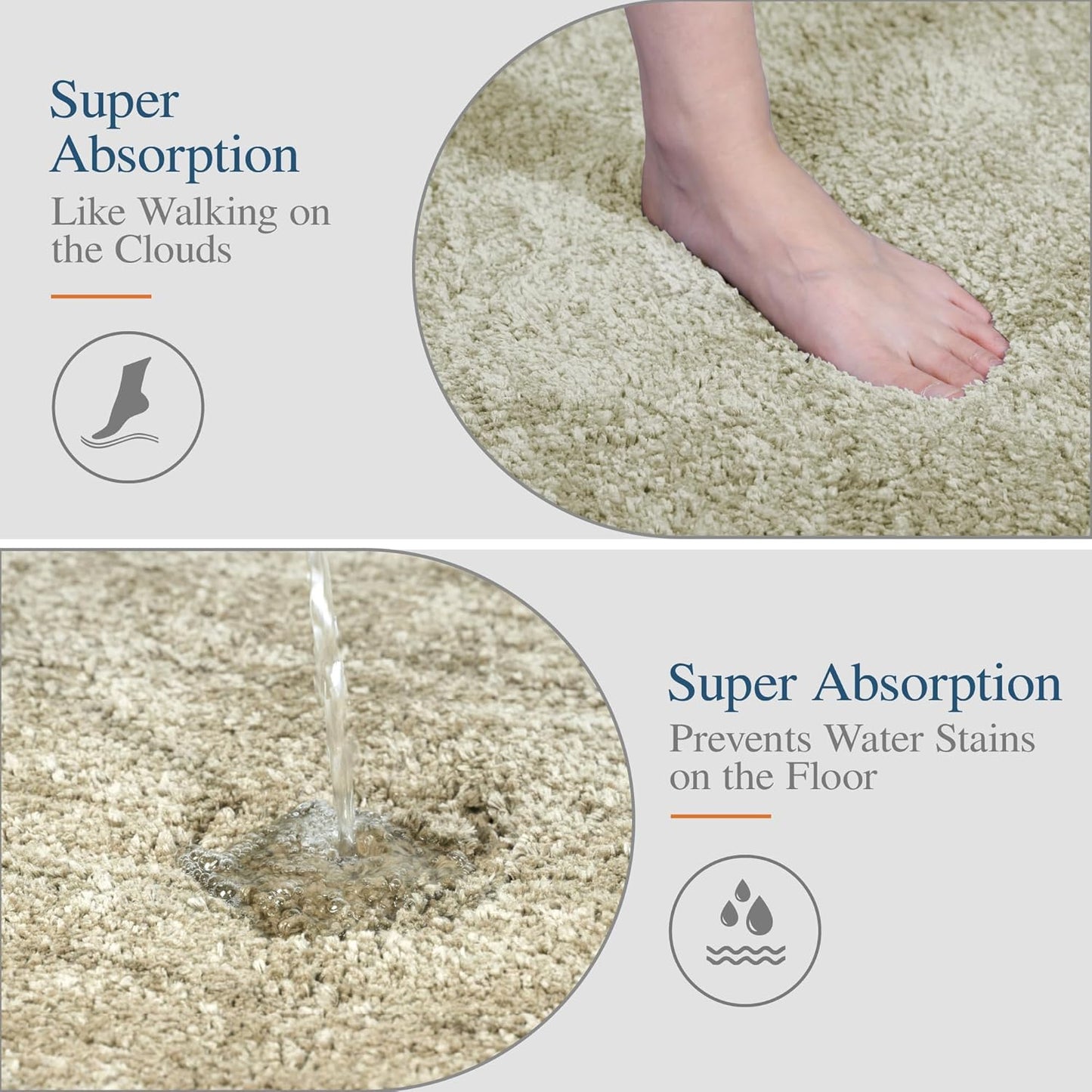 Walensee Large Bathroom Rug (24 x 36, Light Tan) Extra Soft and Absorbent Shaggy Bath RugMachine Washable Microfiber Bath Mat Non Slip Bath Mat, Luxury Bathroom Floor Mats