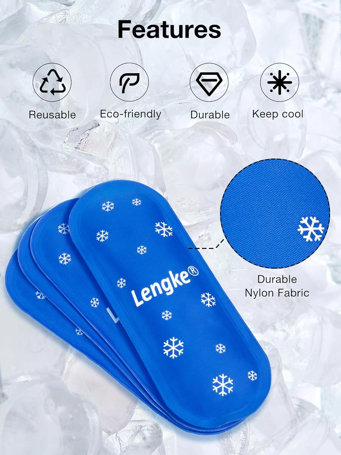 Leng Ke TSA Approved Ice Packs 4 pcs, Upgraded Reusable Ice Packs for Insulin Cooler Travel Case