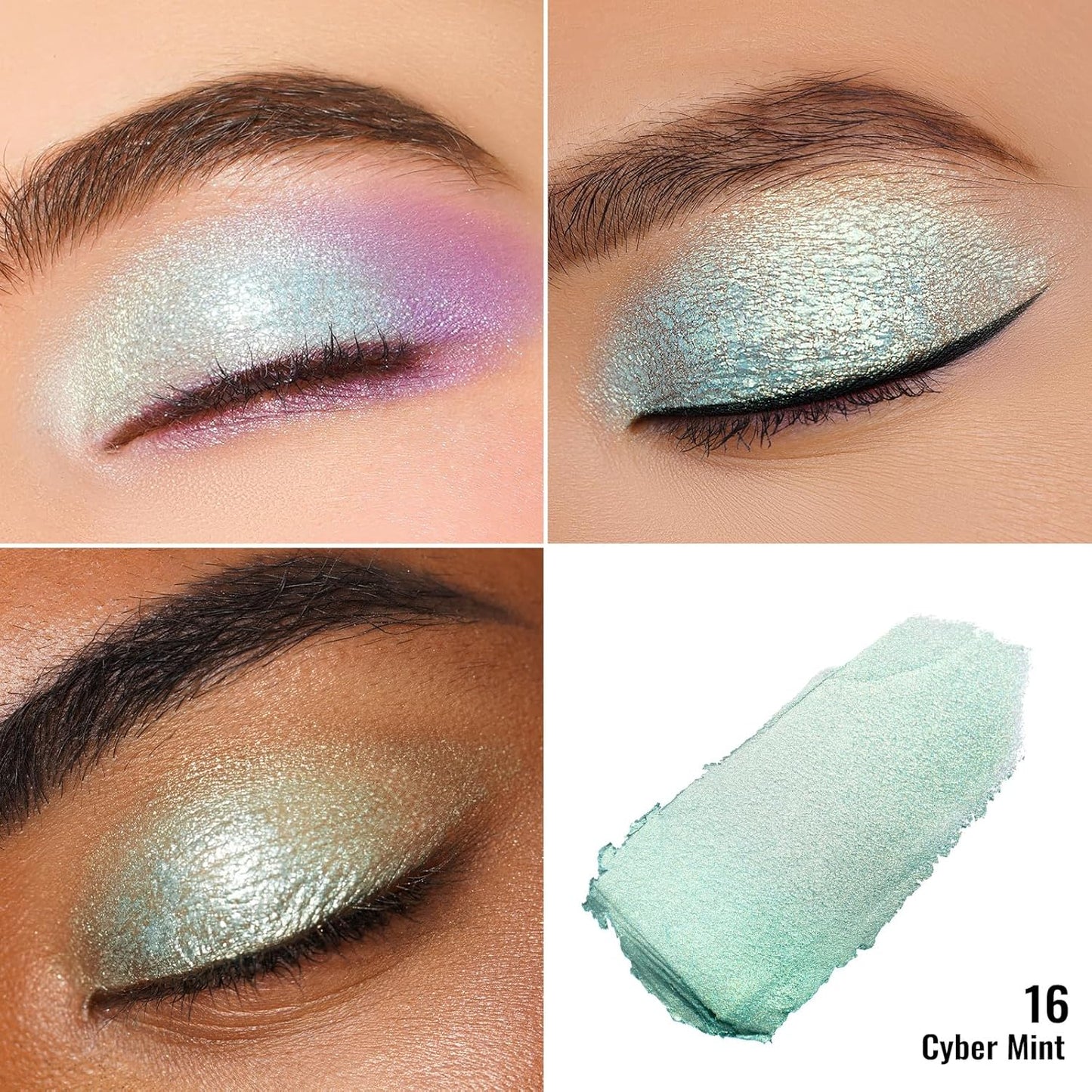 Oulac Cream Eyeshadow also for Highlighter Large Capacity Highly Pigmented Eye Shadow Waterproof &Long Lasting with Moisturizing Formula, Shimmer Glitter Eye Makeup. 6g.16+02