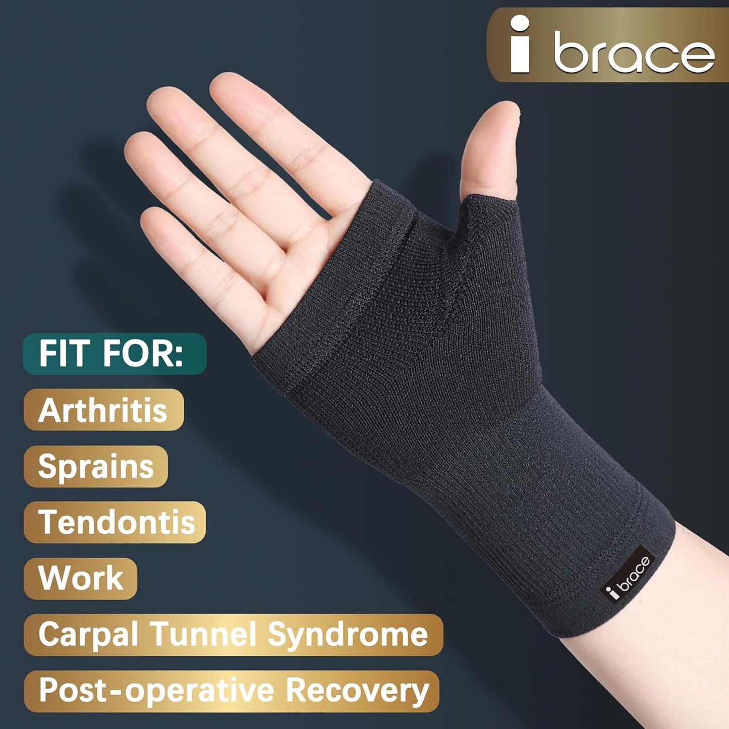 Partial Zone Compression Wrist Sleeve for Carpal Tunnel with thumb support, Reversible Splint for Typing, Gardening, Golf, Yoga, Tennis, Wrist Support Brace for Men & Women-PAIR (Medium)