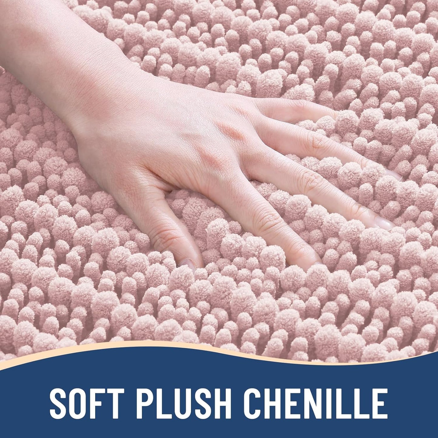 Arotive Luxury Chenille Bathroom Rug Mat, Extra Soft Thick Absorbent Shaggy Bath Rugs, Non-Slip Machine Wash Dry, Plush Bath Mats for Bathroom, Shower and Tub, 24x16, Dirty Pink