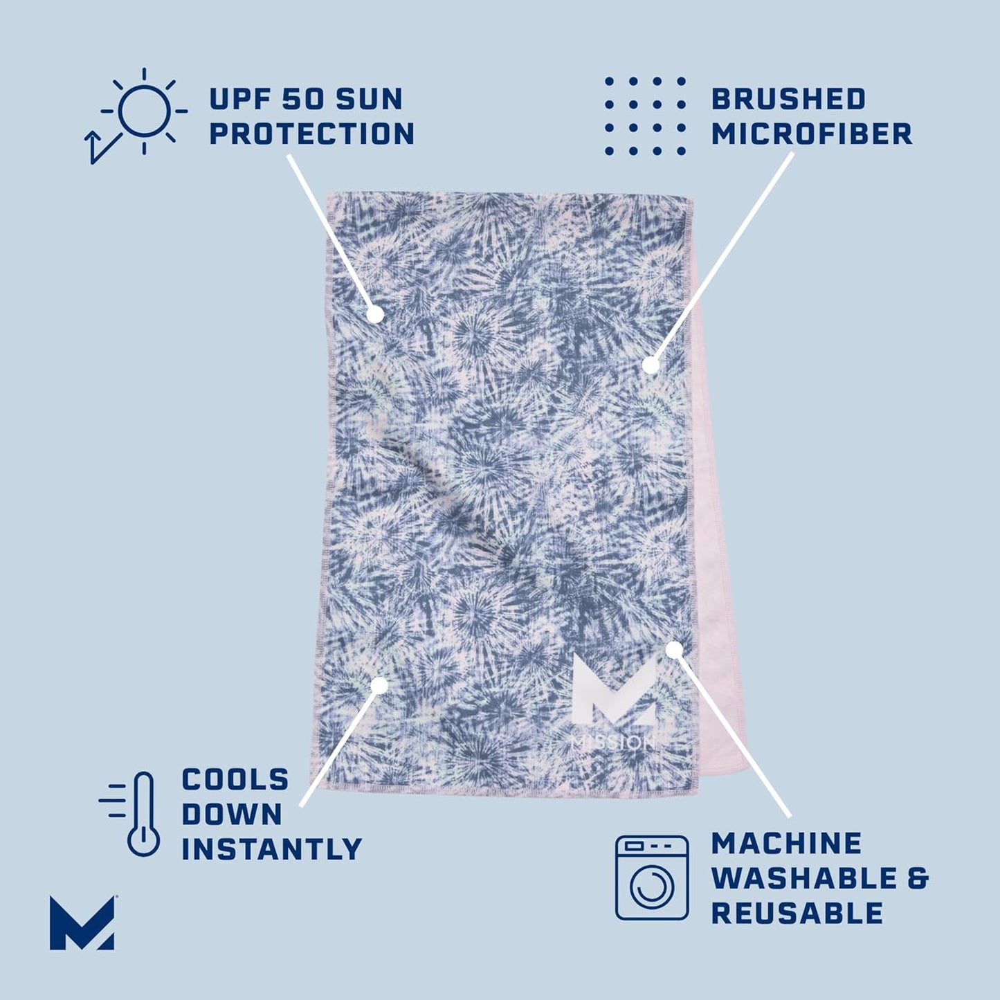 MISSION Original Cooling Towel - Soft, Durable Microfiber - Cools Up to 2 Hours - UPF 50 Sun Protection - Machine Washable