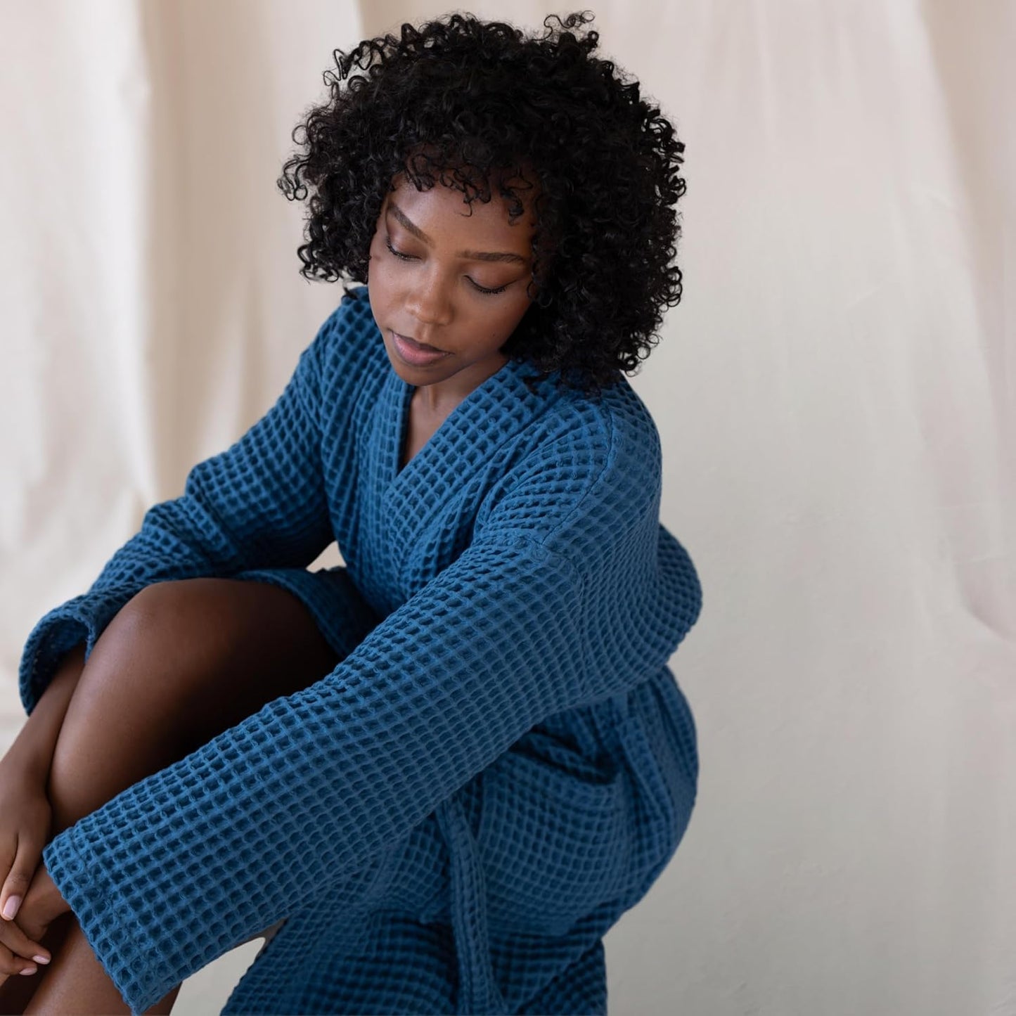 Womens Kimono Waffle Robe - Lightweight 100% Turkish Cotton Housecoat for All-Day Lounging - Bathrobe for Shower