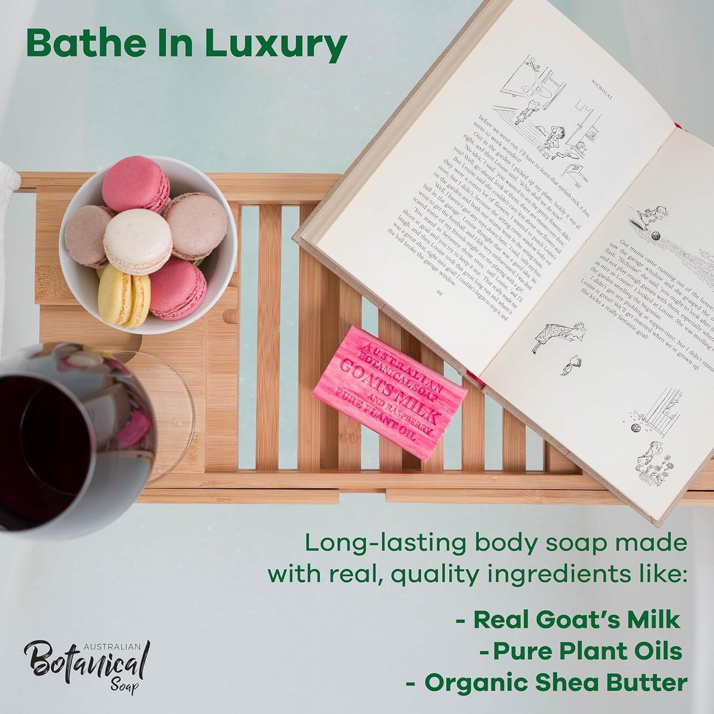 Australian Botanical Soap Goats Milk with Raspberry 6.6 oz Triple Milled Luxury Soap Bar Enriched with Shea Butter, Pack of 1