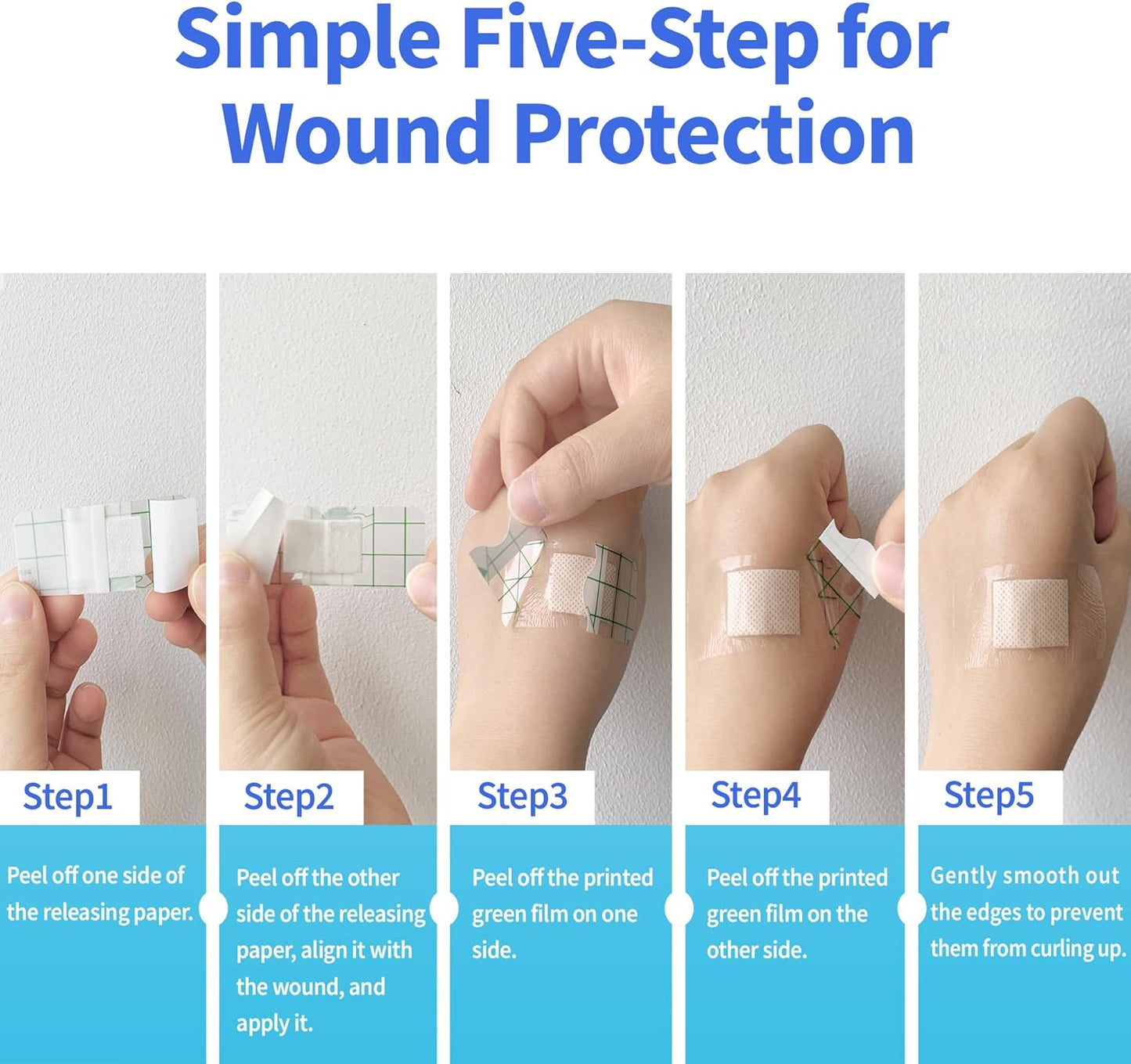 Waterproof Bandages, Clear Adhesive Bandages for First-Aid, Wound Care, Fingers, Knees and Heels, Stays on Skin in The Bath, Shower or Pool, Assorted Sizes, 50 Count