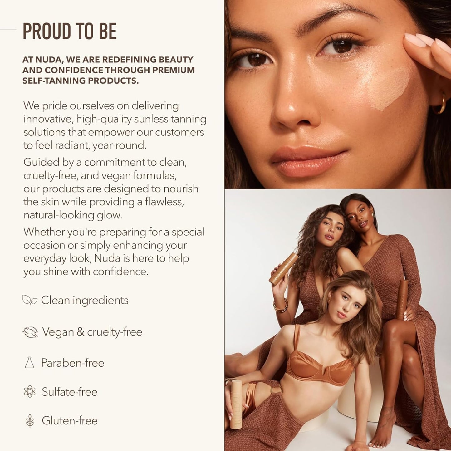 Nuda Face Tan Water | Lightweight and Clear Self Tan Face Mist | Cruelty Free Face Tanner Water with Natural Ingredients | Buildable Spray Tan Solution (75 mL)