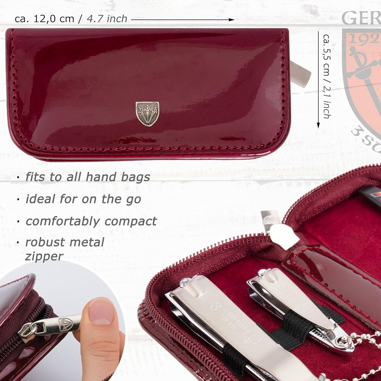 3 Swords Germany - brand quality 3 piece manicure pedicure grooming kit set for professional finger & toe nail care tool clipper fashion leather case in gift box, Made by 3 Swords (6233)