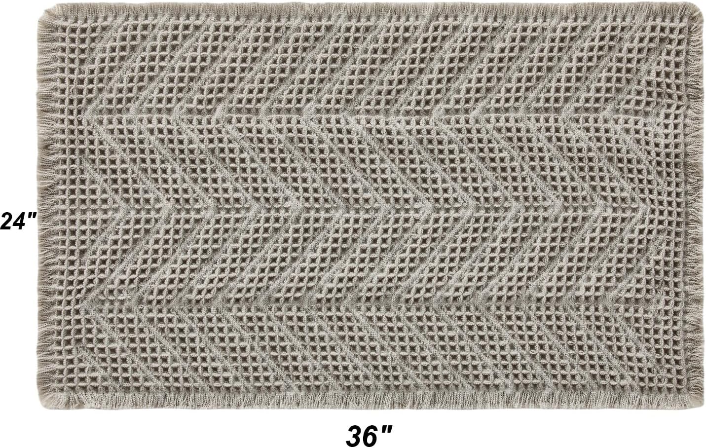 Boho Bath Mat BathDecor Rugs,Upgraded Waffle Bath Mat,Super Absorbent Non Slip Bath Carpet,Machine Washable Bath Rugs, Quick Dry Shower Mats, Ultra Soft,Gray,24" x 36"