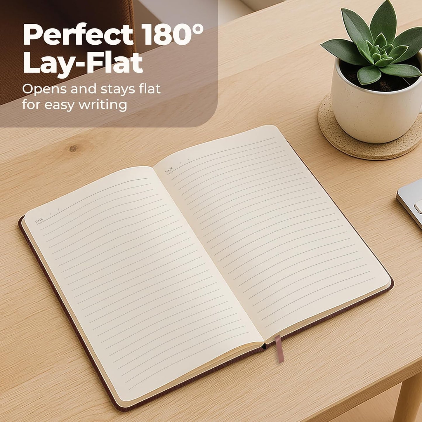 Lined Leather Bound Journal Notebook, A5 Hardcover - Brown 5.8x8.3" - Thick 300 Pages College Ruled Paper Journals for Men and Women - Personal and Professional Note Book for Writing & Journaling