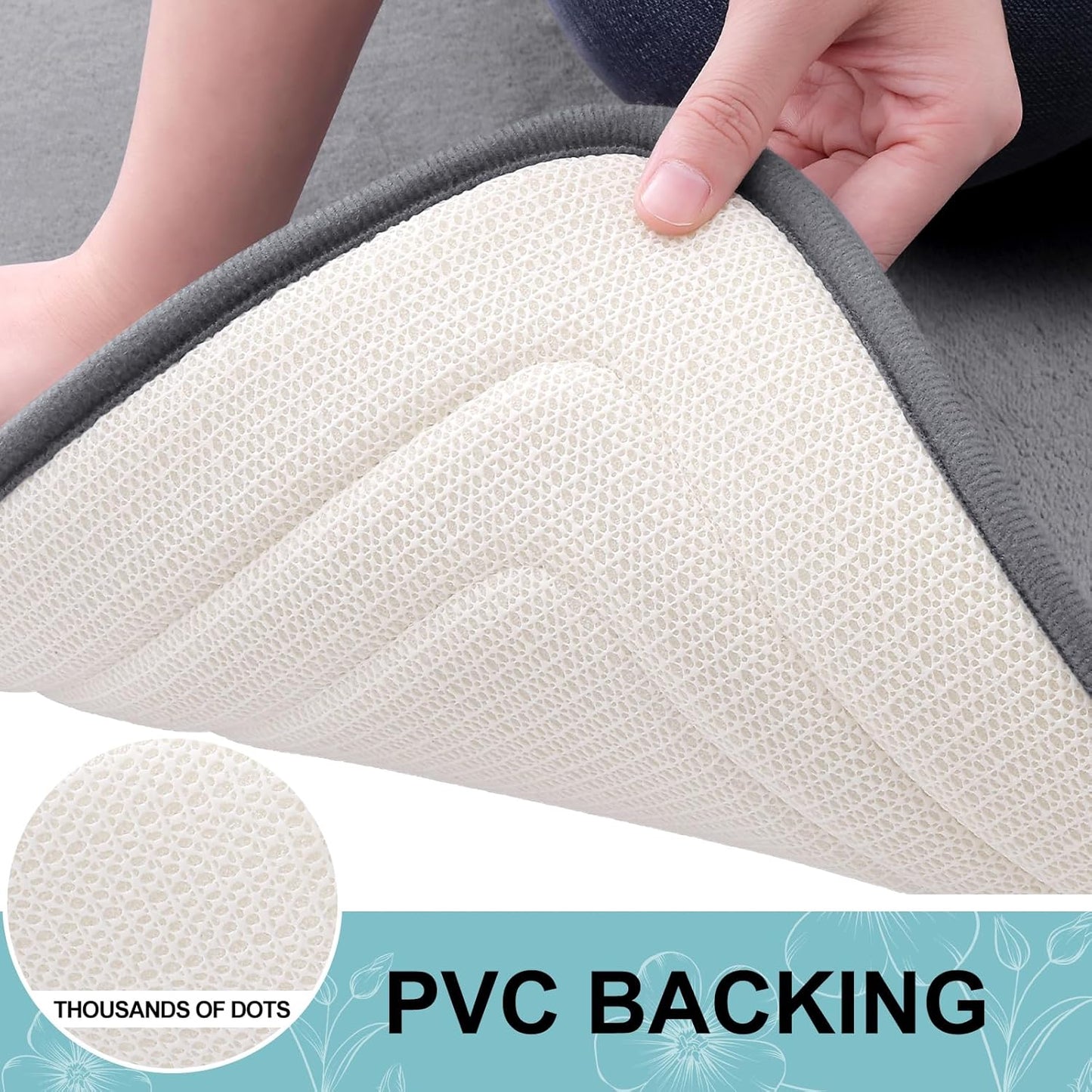 Grandaily Memory Foam Bath Mat Rug 24x16, Ultra Soft, Non-Slip and Absorbent Bathroom Rugs, Machine Wash Dry, Comfortable Bath Carpet for Bathroom Floor, Tub and Shower, Medium Grey