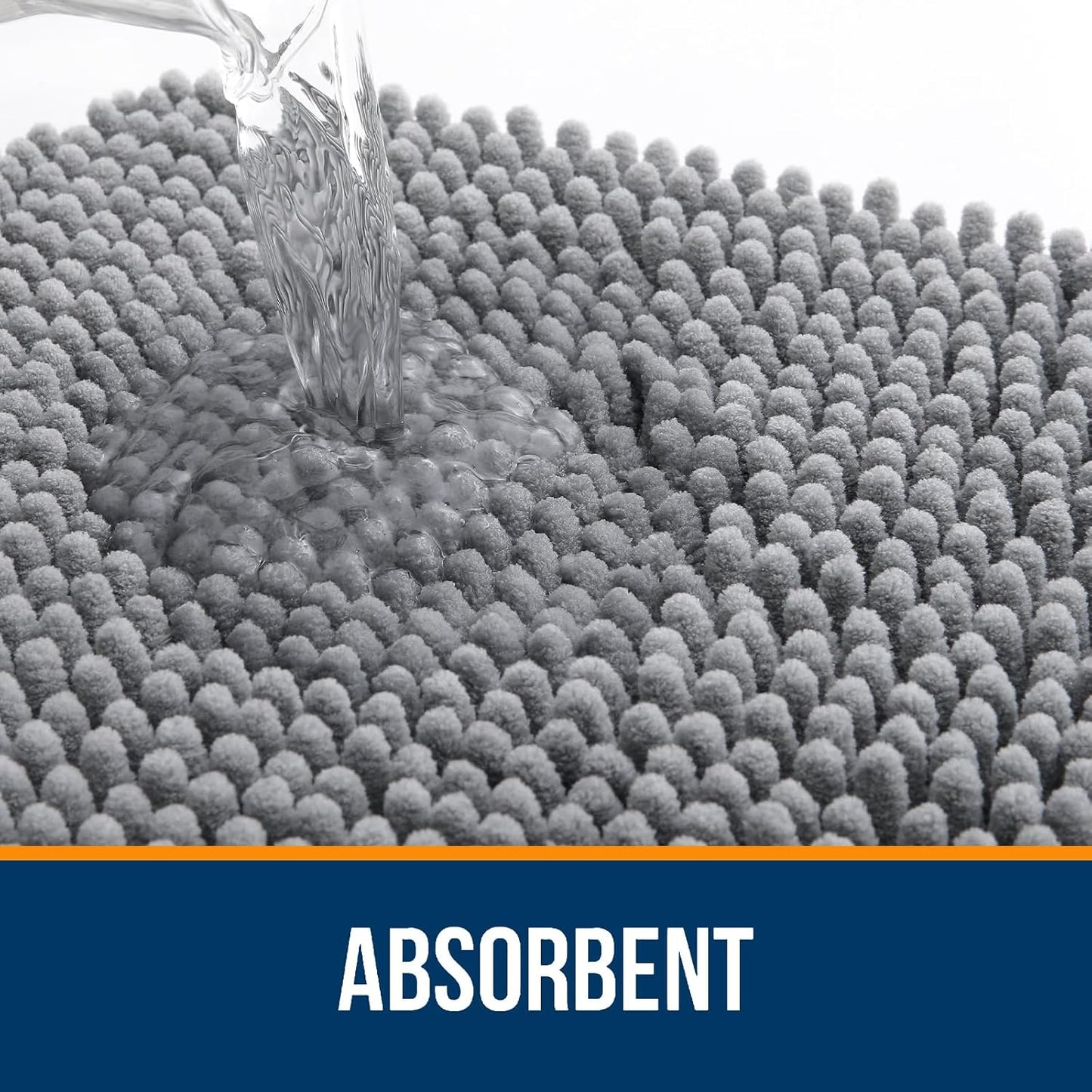 OLANLY Bathroom Rugs 47x24, Extra Soft Absorbent Chenille Bath Rugs, Rubber Backing Quick Dry, Machine Washable Bath Mats for Bathroom Floor, Tub and Shower, Home Decor Accessories, Grey