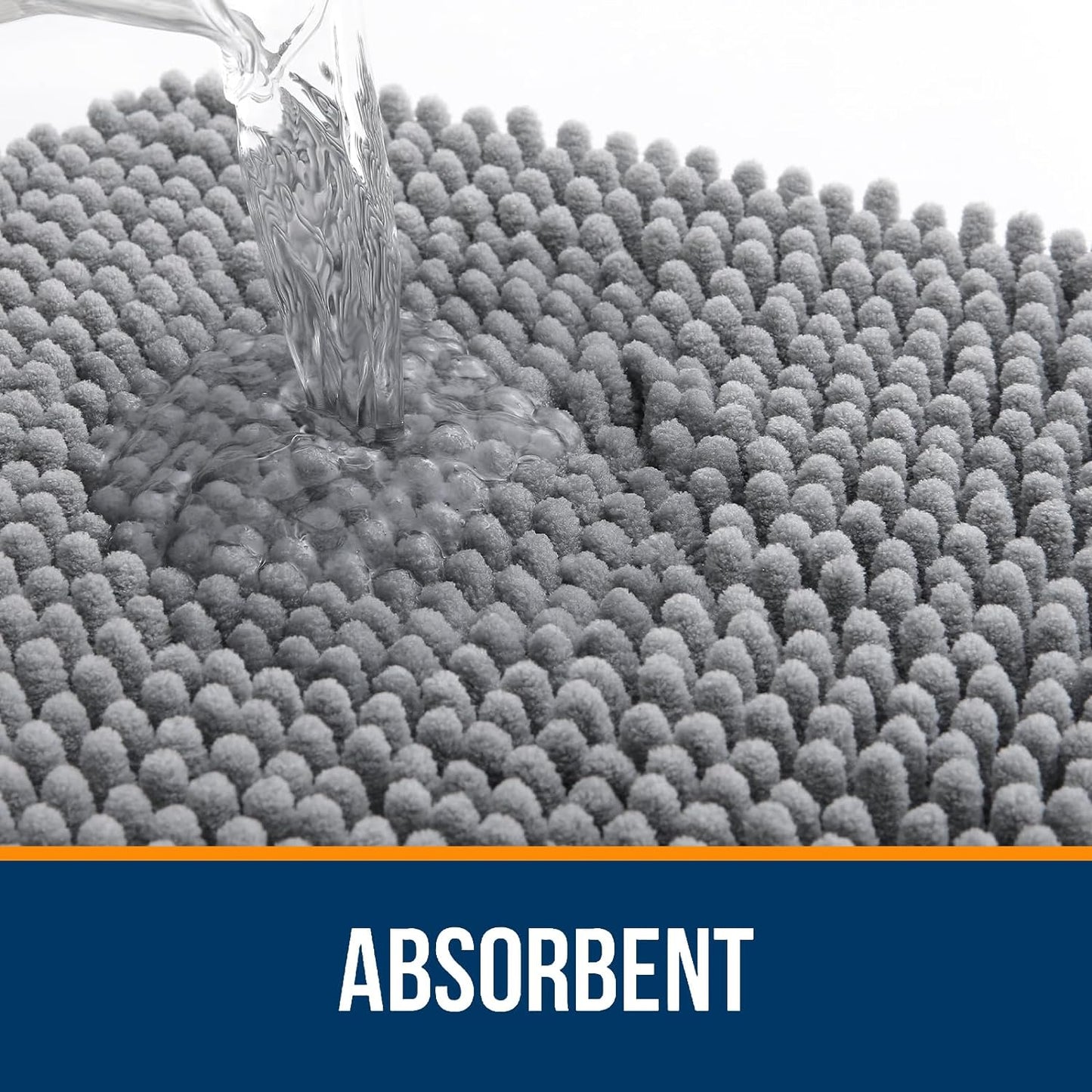 OLANLY Bathroom Rugs 40x24, Extra Soft Absorbent Chenille Bath Rugs, Rubber Backing Quick Dry, Machine Washable Bath Mats for Bathroom Floor, Tub and Shower, Home Decor Accessories, Grey