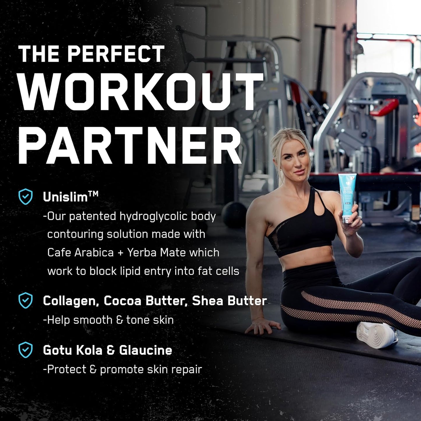 SteelFit Firming Body Lotion - Contouring & Skin Tightening Cream for Body - Firm & Tone Cellulite Remover for Legs Belly & Saggy Skin - Nourishing & Soothing with Shea & Cocoa Butter - Milk & Honey