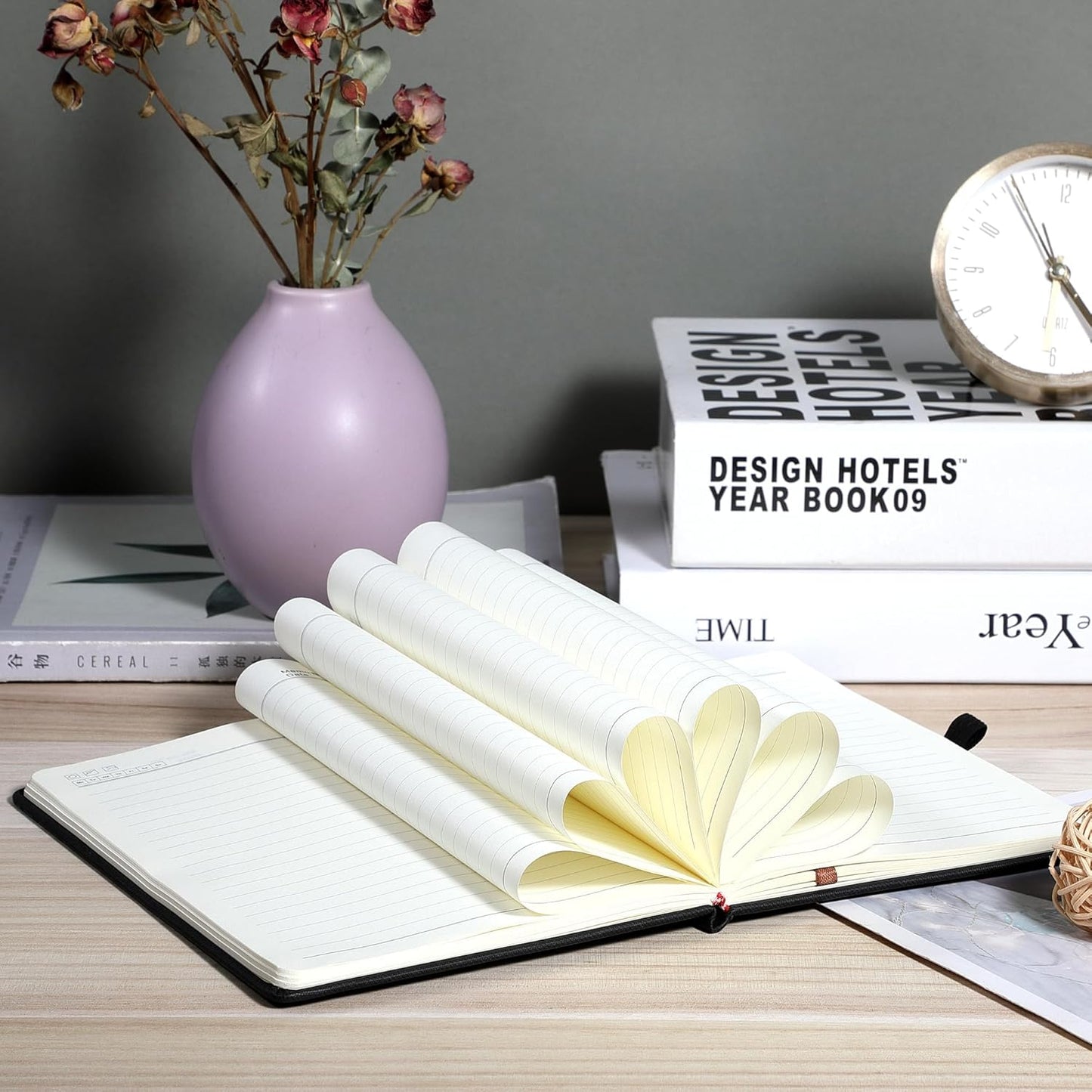 CAGIE 2 Pack Lined Journals Notebooks for Work, Hardcover Notebook Journal with Pen Loop, A5 Small Journal for Women Men Writing Gifts, 5.7" x 8.3", Blue& Black