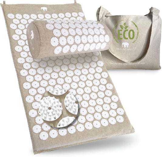 Bed of Nails Original Premium ECO Gift Set, Acupressure Mat and Pillow with 10,962 Pressure Points, Relieves Neck/Back Pain, Relaxes, Increases Energy, Includes Bag
