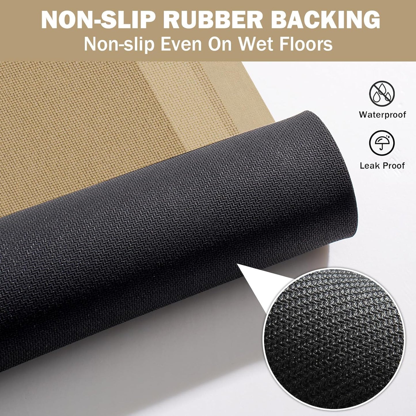 Non Slip Bath Mat, Rubber Backing Ultra Thin Bathroom Rugs Fit Under Door Quick Dry Super Absorbent Washable Bath Rug Shower Mat for Bathroom Floor Bathtub Shower Sink, Easy Care Brown 16"x 24"