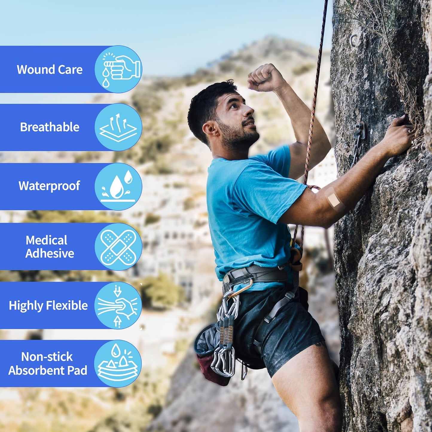 Waterproof Bandages, Clear Adhesive Bandages for First-Aid, Wound Care, Fingers, Knees and Heels, Stays on Skin in The Bath, Shower or Pool, Assorted Sizes, 100 Count