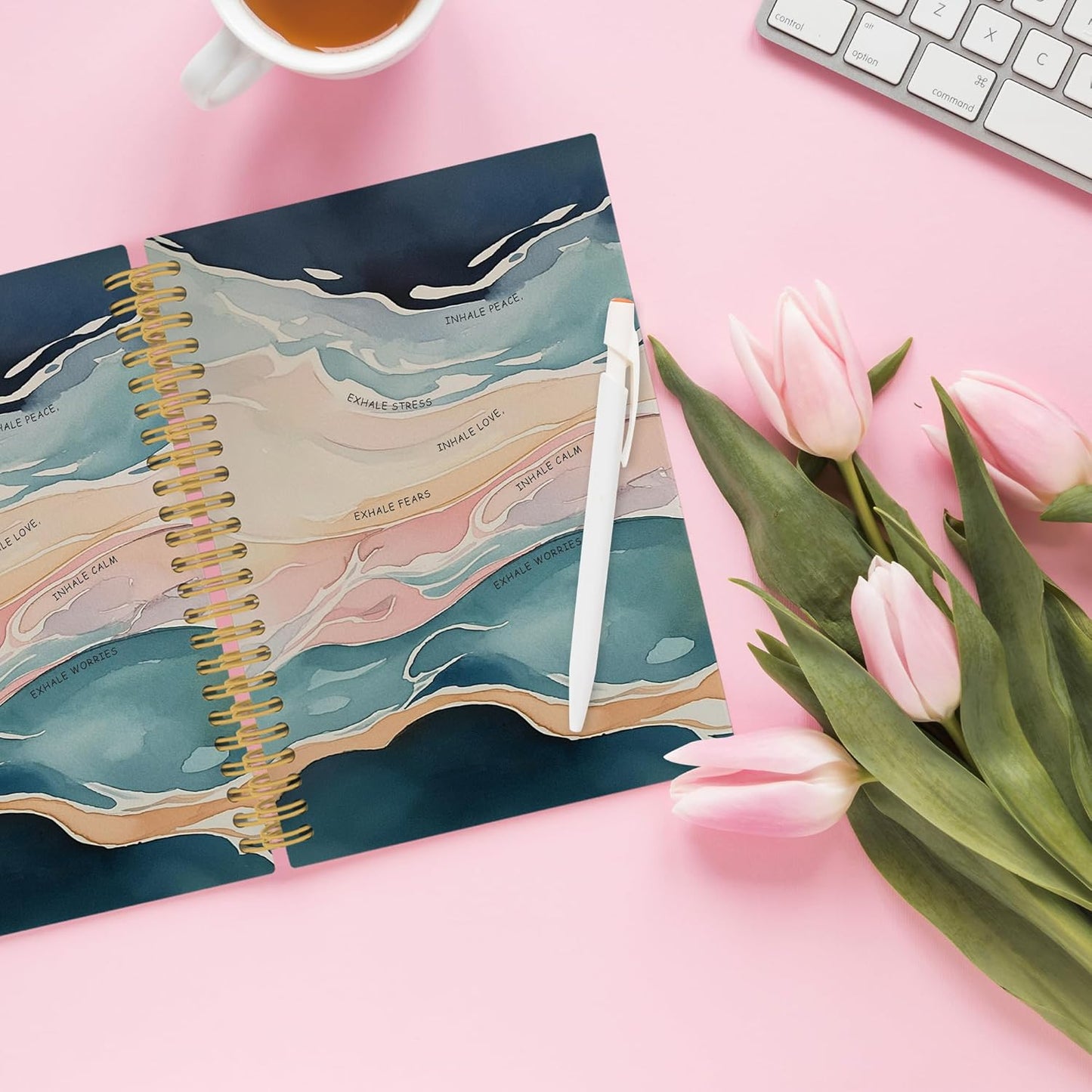 Mental Health Spiral Notebook, Inhale Exhale Calm Wellness Breathe Journaling Notebooks for Therapist Women, Motivational Hardcover Journals for Therapy Office 160 Pages 5.5 x 8.3 Inch