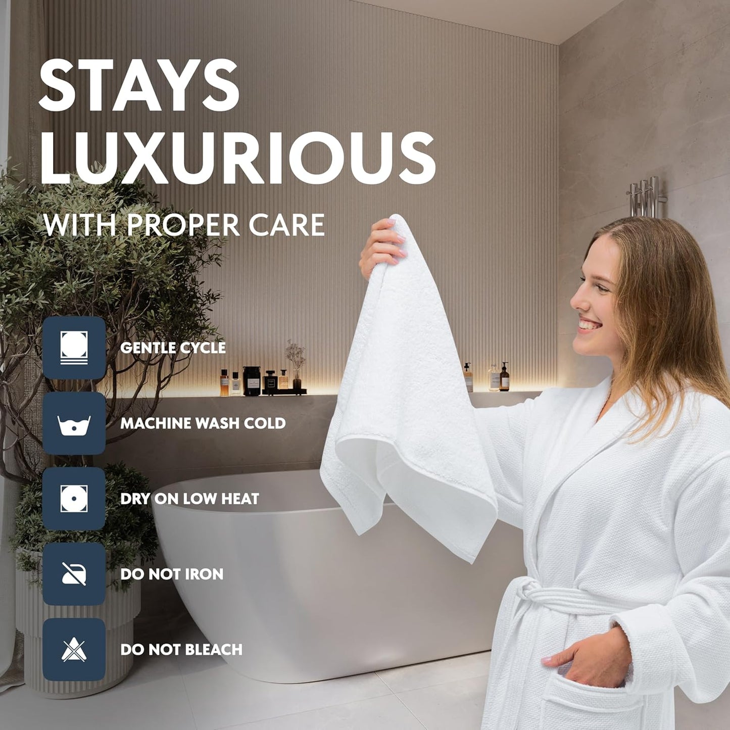 Luxury White Hand Towels - Soft 100% Turkish Cotton | Highly Absorbent Hotel spa Bathroom Towel Collection | 16x30 Inch | Set of 6