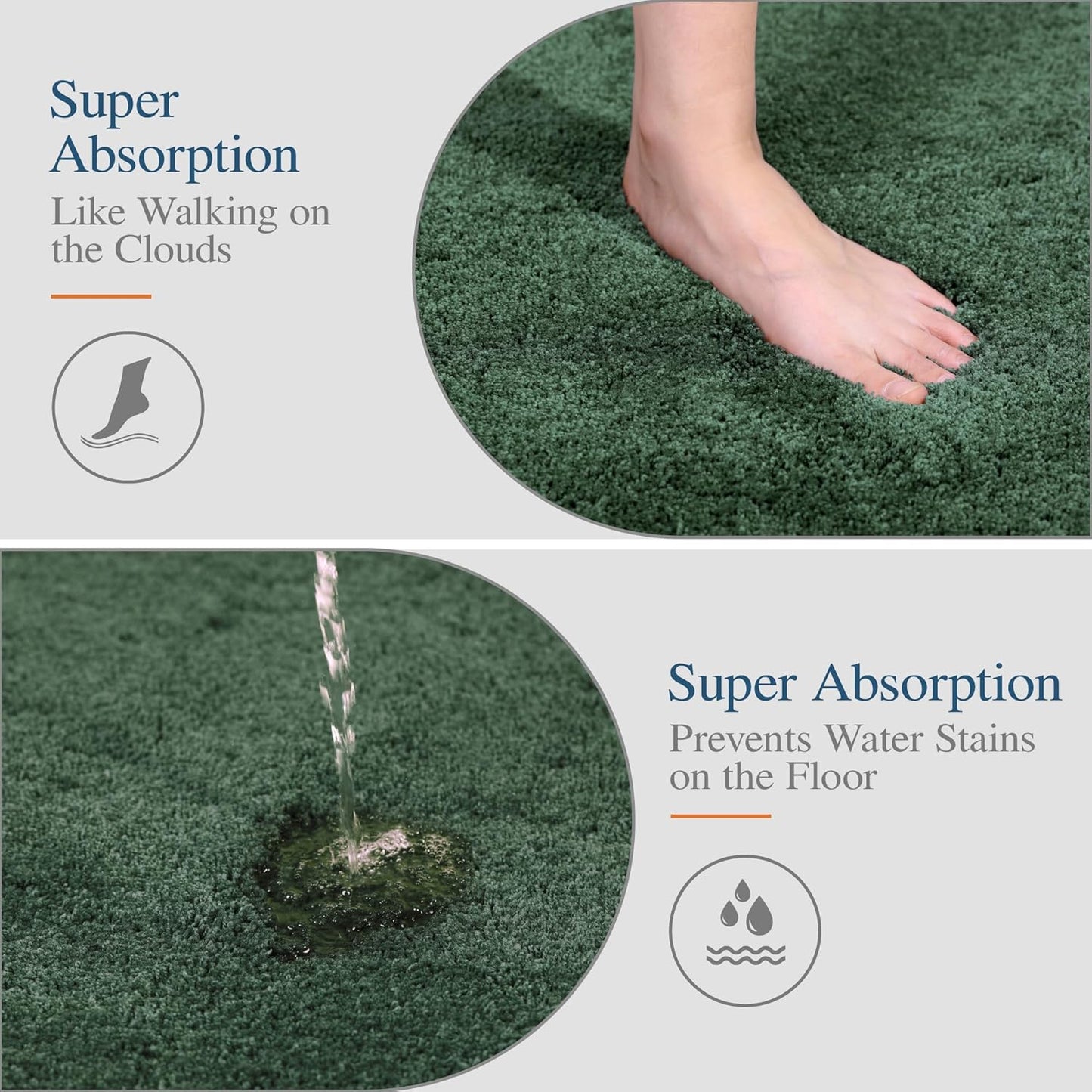 Walensee Large Bathroom Rug (24 x 60, Hunter Green) Extra Soft and Absorbent Shaggy Bath Mat Machine Washable Microfiber Non Slip Luxury Floor Mat