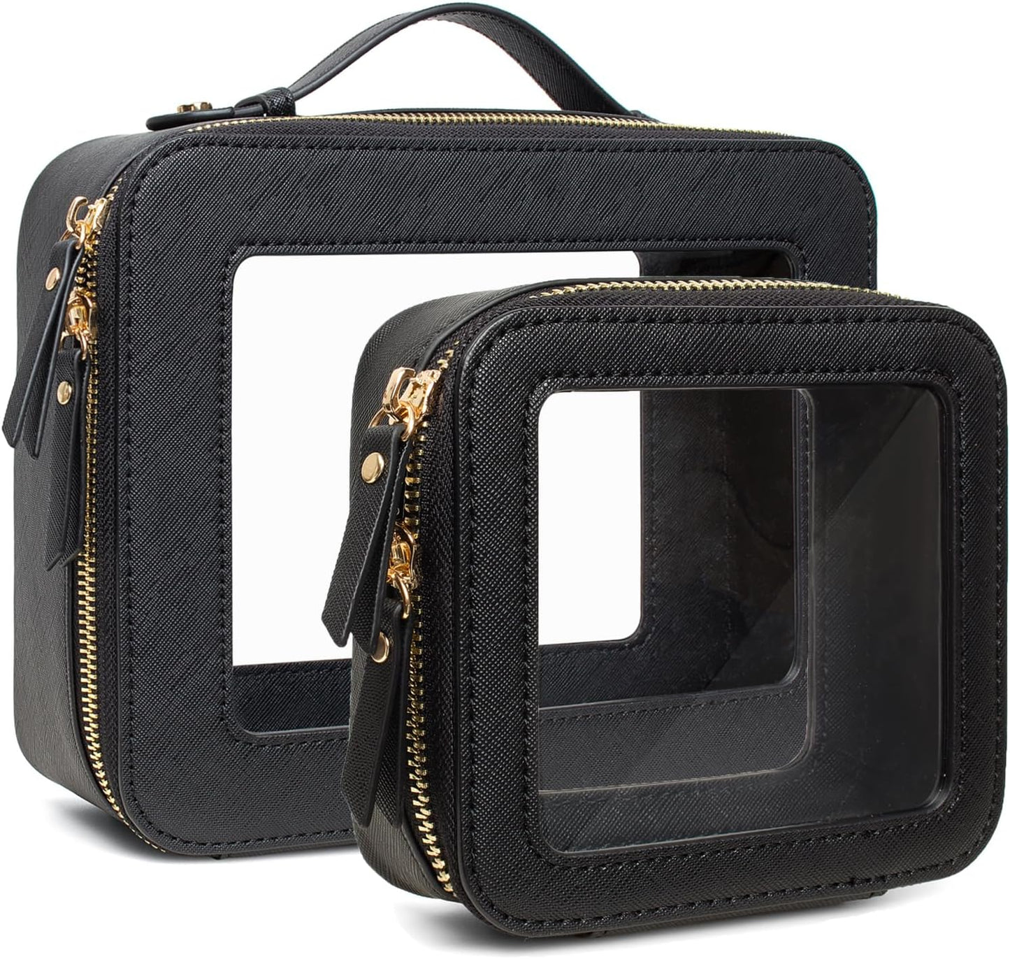 Travel Clear Makeup Bag Set, TSA Approved Cosmetic Bag Case with Zipper Portable Makeup Pouch Toiletry Bag Women Traveling Cosmetic Organizer Storage Bag Car Organizer Car Essentials for Women