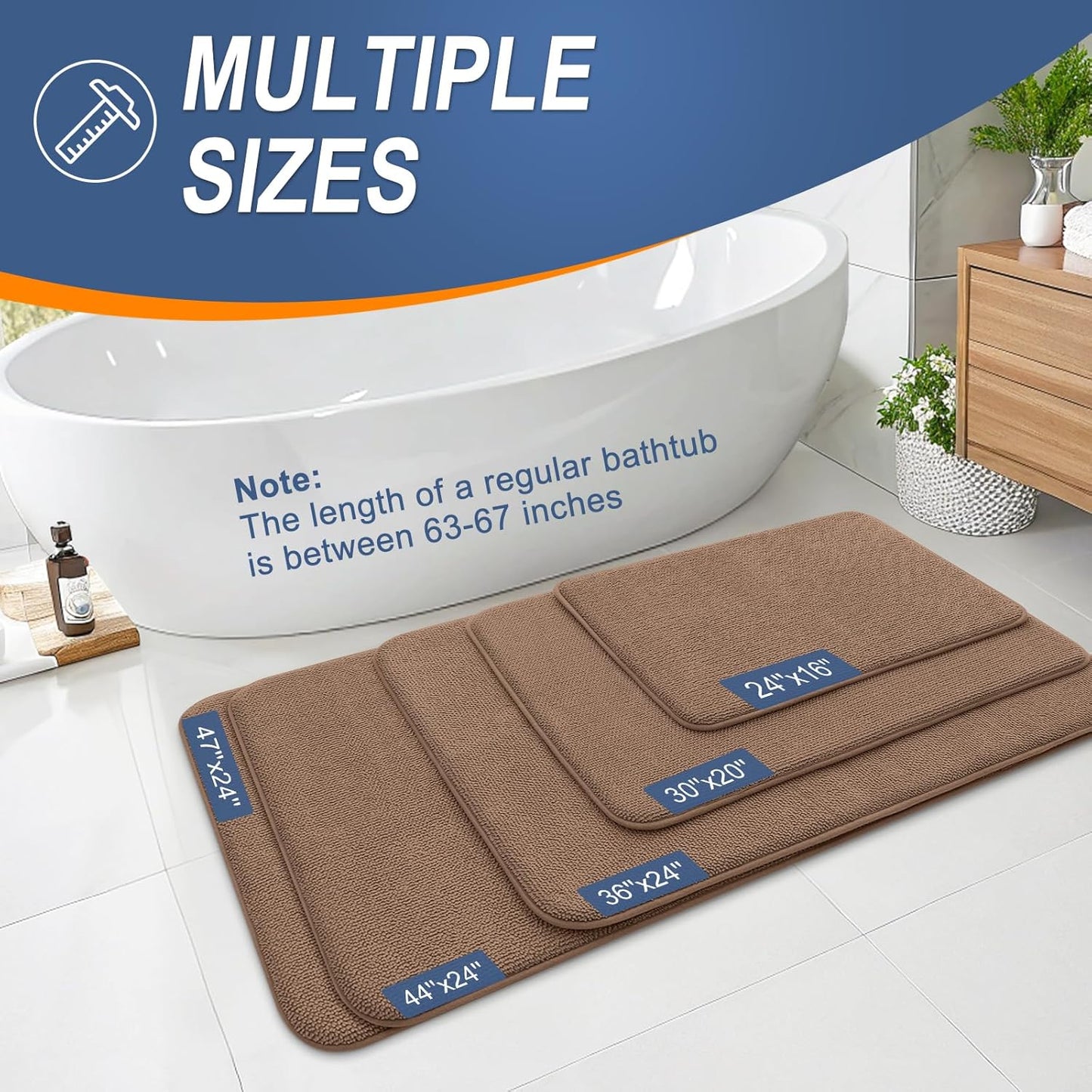 OLANLY Thick Memory Foam Bath Mat Rug 30x20, Extra Soft Absorbent Bathroom Rug, Quick Dry Bath Mats, Non-Slip, Machine Washable Carpet for Bathroom, Tub and Shower, Home Decor Accessories, Mocha