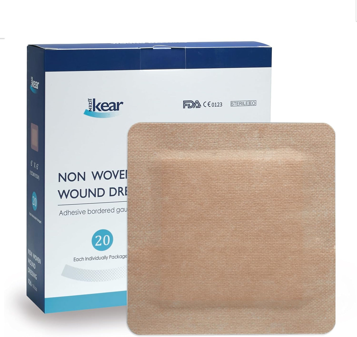 6"X6" 20 PCS Extra Large Sterile Nude Island Dressing Bandage for Wound - Self-Adhesive Boarded Gauze Pads - Latex Free - Medical Grade (Nude, 6"X6"-20PCS)