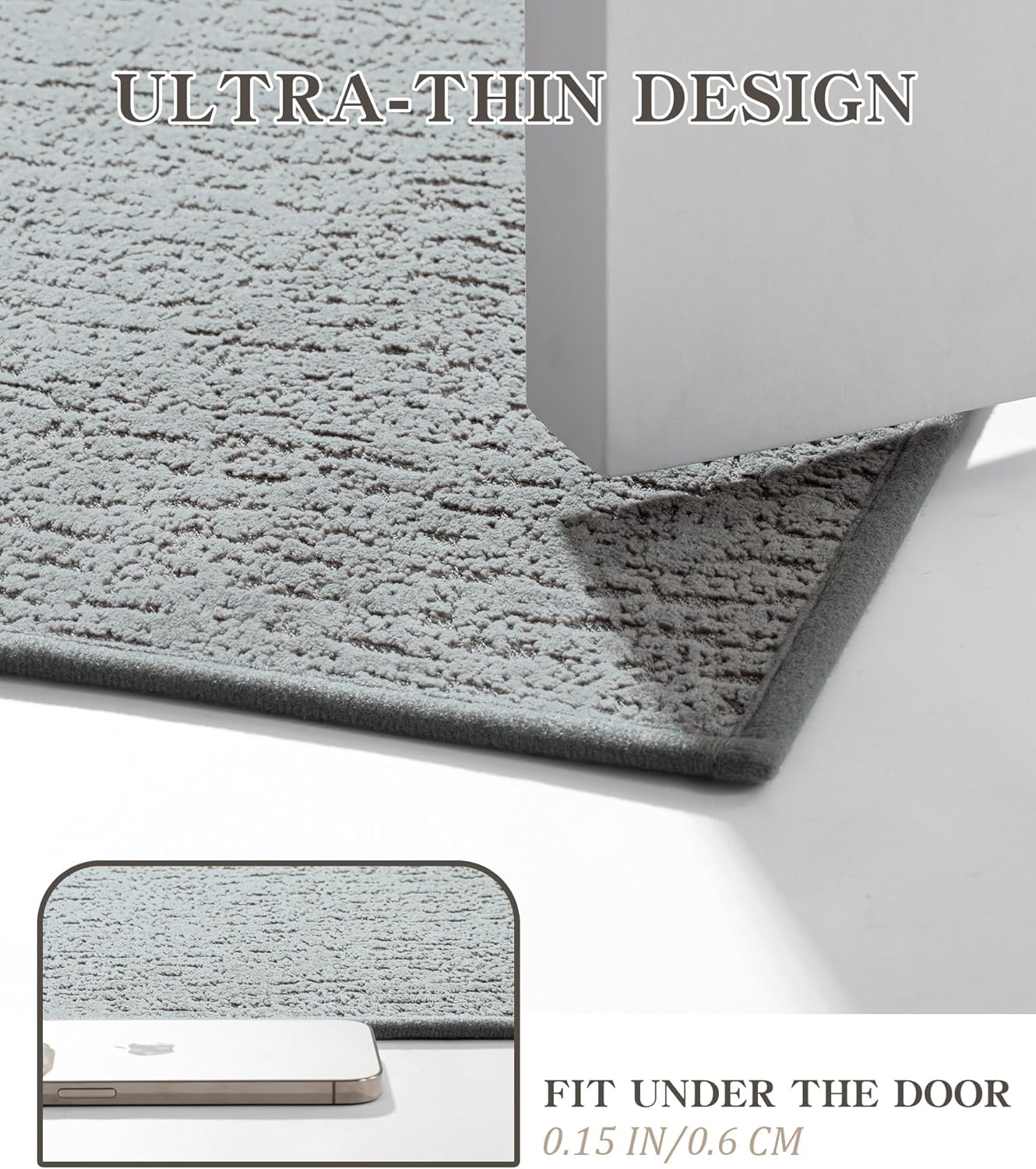 chakme Bathroom Rug Sets 2 Piece, Ultra Thin Bath Mat Quick Dry Bath Mat Set, Absorbent Bath Mat for Bathroom Non Slip Machine Washable, (Light Grey, 2 Piece)