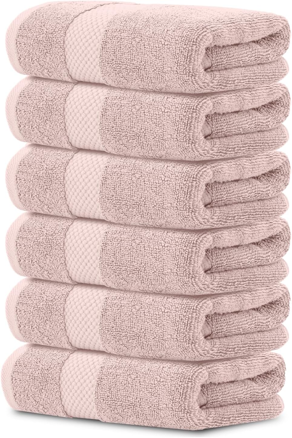 White Classic Luxury Pink Hand Towels - Soft 100% Turkish Cotton | Highly Absorbent Hotel spa Bathroom Towel Collection | 16x30 Inch | Set of 6