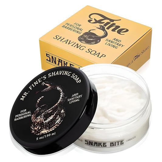 Mr. Fine 21C Men’s Shaving Soap, Builds Thick & Easy Lather, Protects From Razor Burn & Irritation, No Artificial Colors, Made In Italy, 5oz. (150ml), Snake Bite