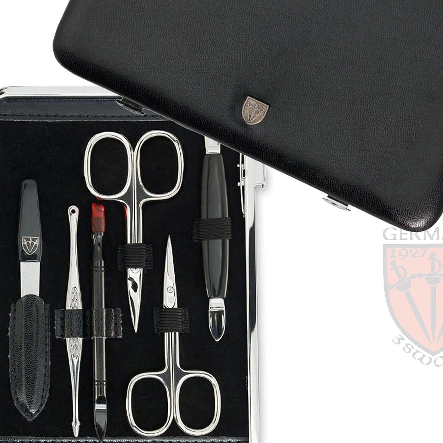 3 Swords Germany - brand quality 11 piece manicure pedicure grooming kit set for professional finger & toe nail care scissors clipper fashion leather case in gift box, Made by 3 Swords (00255)