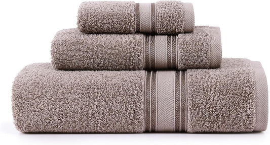 LANE LINEN Luxury Bath Towels Set - 3 Piece 100% Cotton Bathroom Towels, Quick Dry, Extra Aborbent, 1 Hand Towel, 1 Wash Cloths, 1 Bath Towel: Platinum
