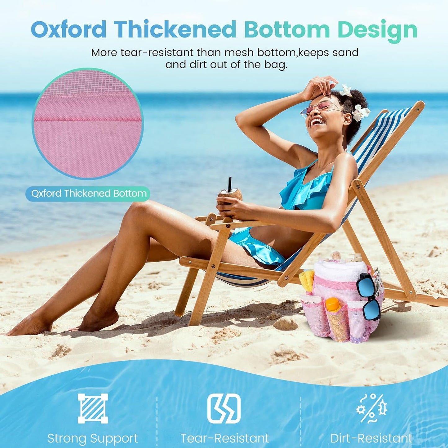 Shower Caddy Portable for College Dorm Room Essentials for Girls with 9 Pockets,Large-Capacity Shower Basket,Quick Dry Toiletry Tote Bag,Outdoor Gym,Travel,Swim,Beach Camping Essentials-Black and Pink