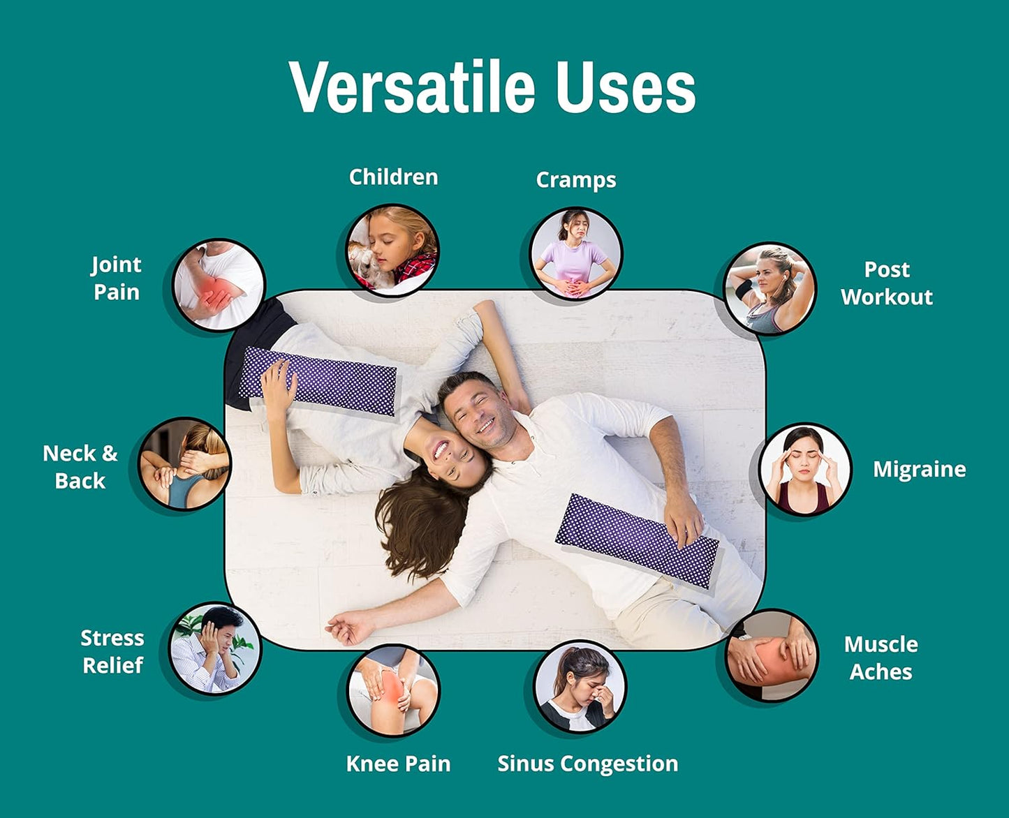 Microwavable Corn Filled Heating Pad and Cold Pack/Washable 100% Cotton Cover (Polka Dot - Purple, 5.25in W x 17.25in L)